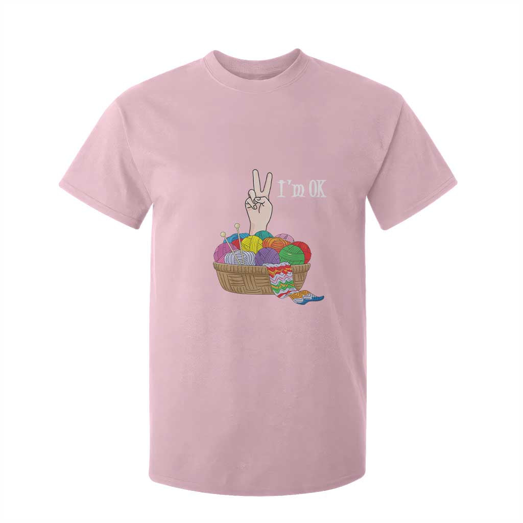 Funny Crochet T Shirt For Kid I'm Ok Knitting TS09 Light Pink Print Your Wear