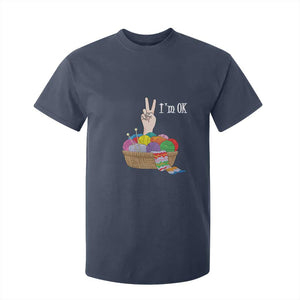 Funny Crochet T Shirt For Kid I'm Ok Knitting TS09 Navy Print Your Wear