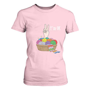 Funny Crochet T Shirt For Women I'm Ok Knitting TS09 Light Pink Print Your Wear