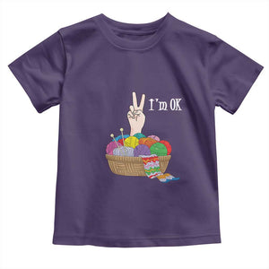 Funny Crochet Toddler T Shirt I'm Ok Knitting TS09 Purple Print Your Wear