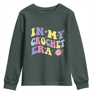 In My Crochet Era Youth Sweatshirt TS09 Dark Forest Green Print Your Wear