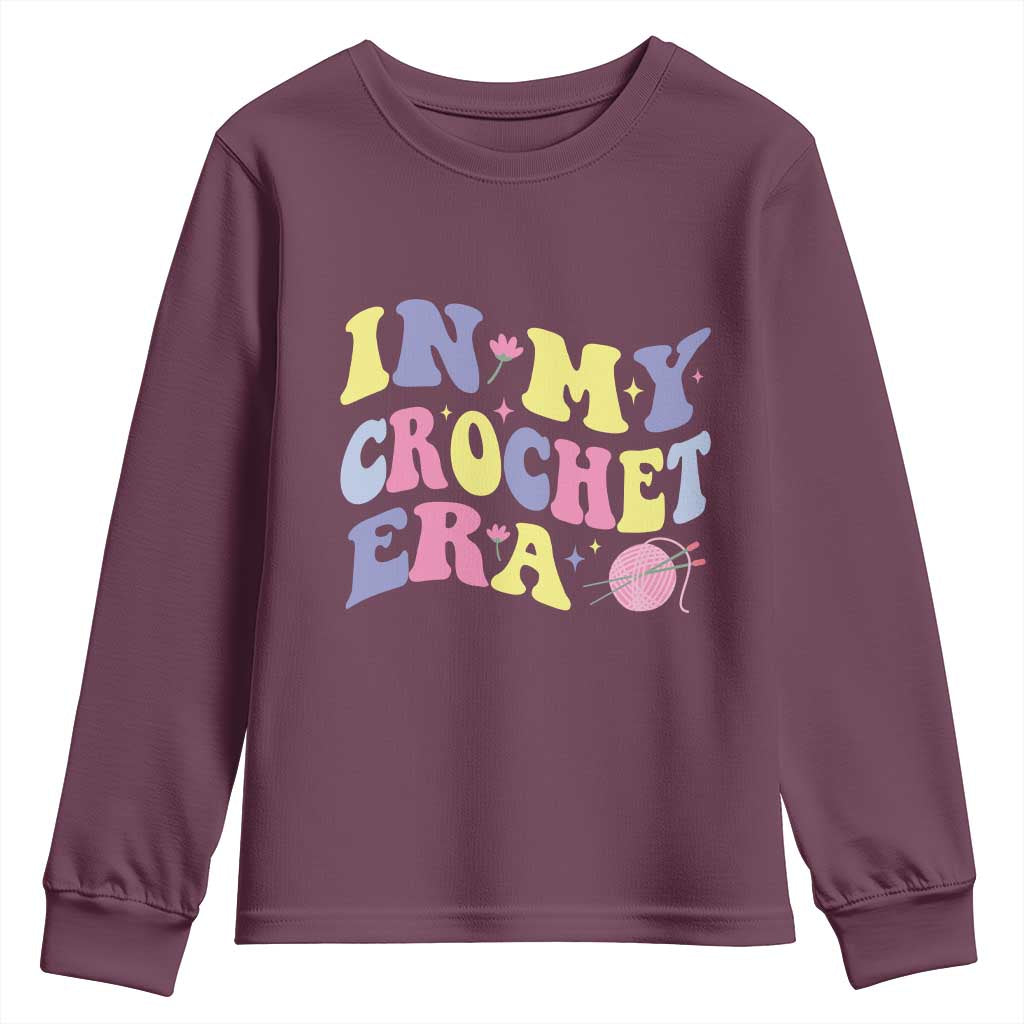 In My Crochet Era Youth Sweatshirt TS09 Maroon Print Your Wear