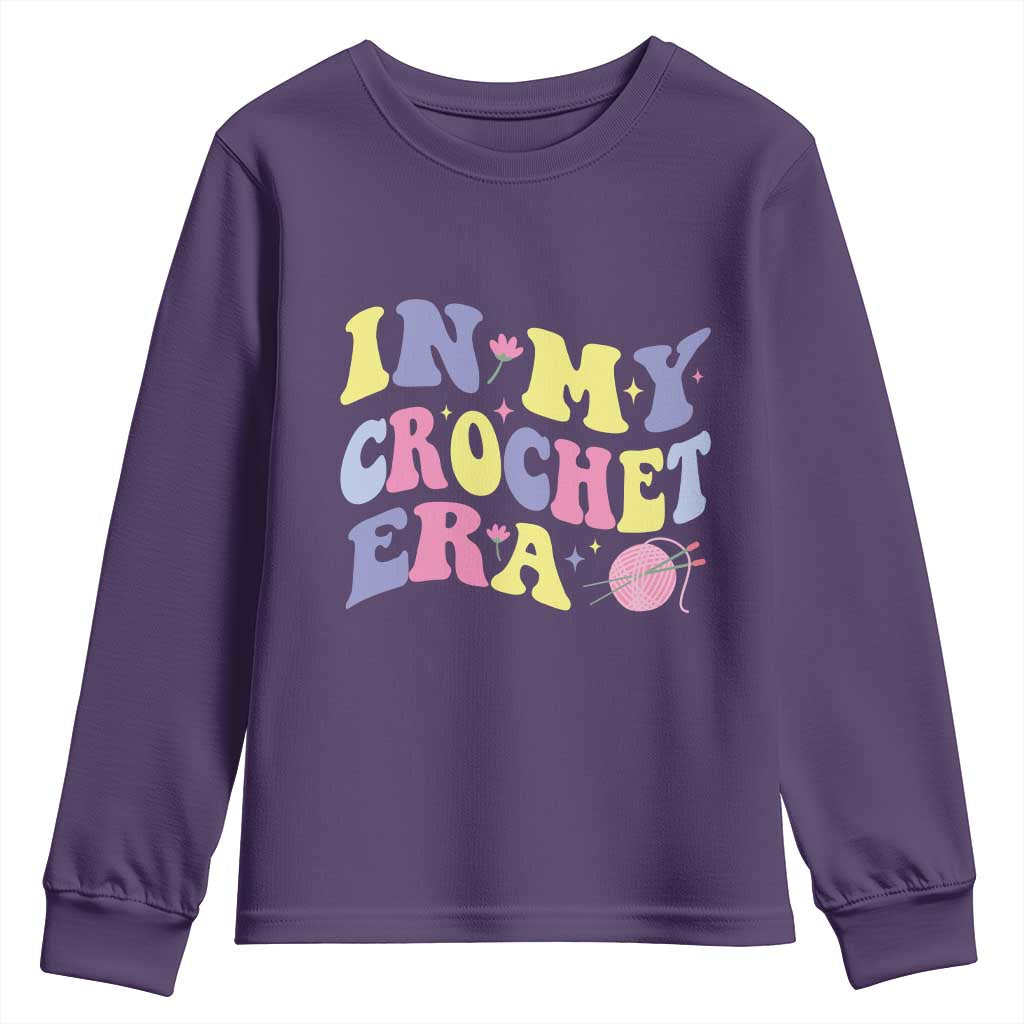 In My Crochet Era Youth Sweatshirt TS09 Purple Print Your Wear