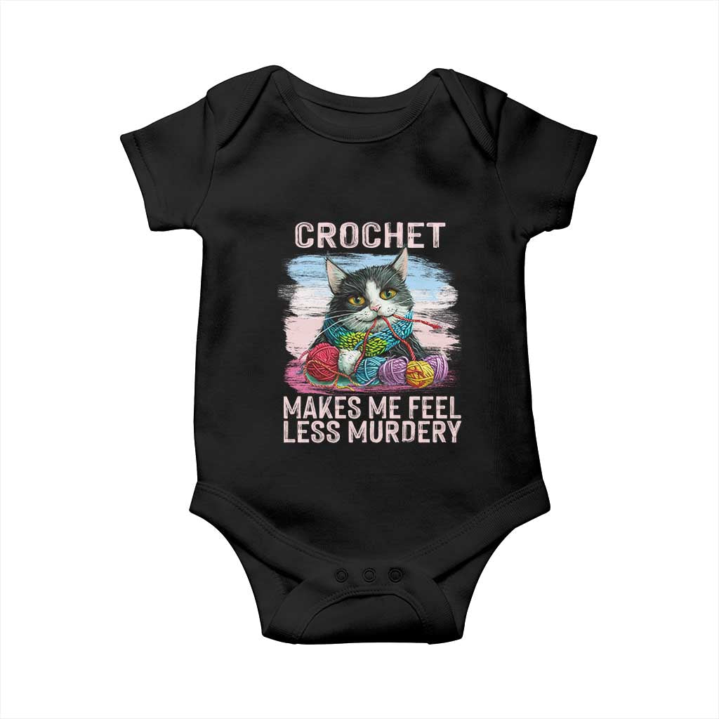Funny Crochet Cat Baby Onesie Crochet Makes Me Feel Less Murdery TS09 Black Print Your Wear
