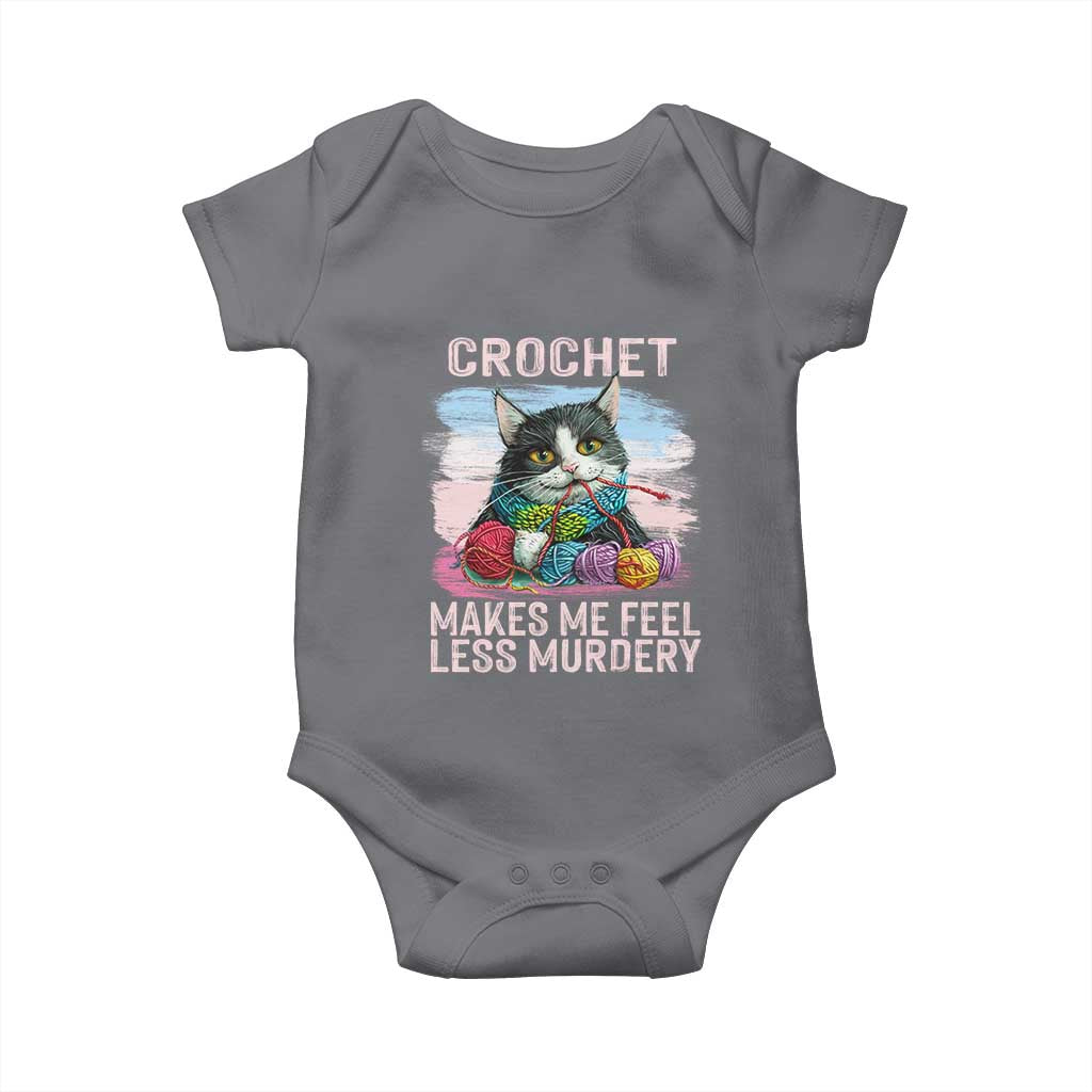 Funny Crochet Cat Baby Onesie Crochet Makes Me Feel Less Murdery TS09 Charcoal Print Your Wear