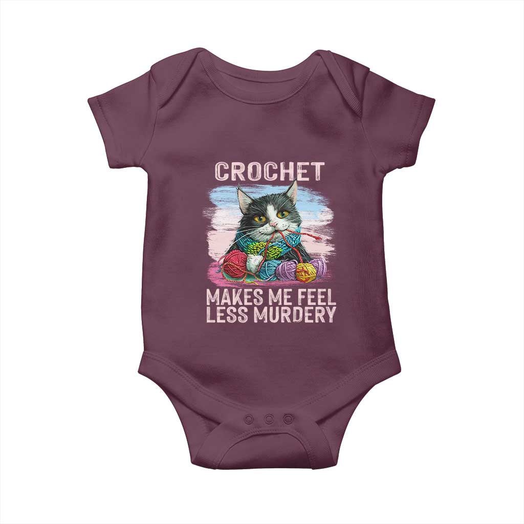 Funny Crochet Cat Baby Onesie Crochet Makes Me Feel Less Murdery TS09 Maroon Print Your Wear