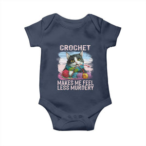 Funny Crochet Cat Baby Onesie Crochet Makes Me Feel Less Murdery TS09 Navy Print Your Wear