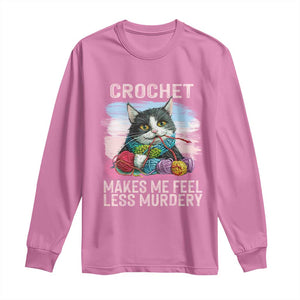 Funny Crochet Cat Long Sleeve Shirt Crochet Makes Me Feel Less Murdery TS09 Azalea Print Your Wear