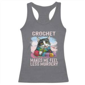 Funny Crochet Cat Racerback Tank Top Crochet Makes Me Feel Less Murdery TS09 Charcoal Print Your Wear