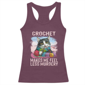 Funny Crochet Cat Racerback Tank Top Crochet Makes Me Feel Less Murdery TS09 Maroon Print Your Wear