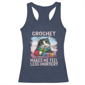 Funny Crochet Cat Racerback Tank Top Crochet Makes Me Feel Less Murdery TS09 Navy Print Your Wear