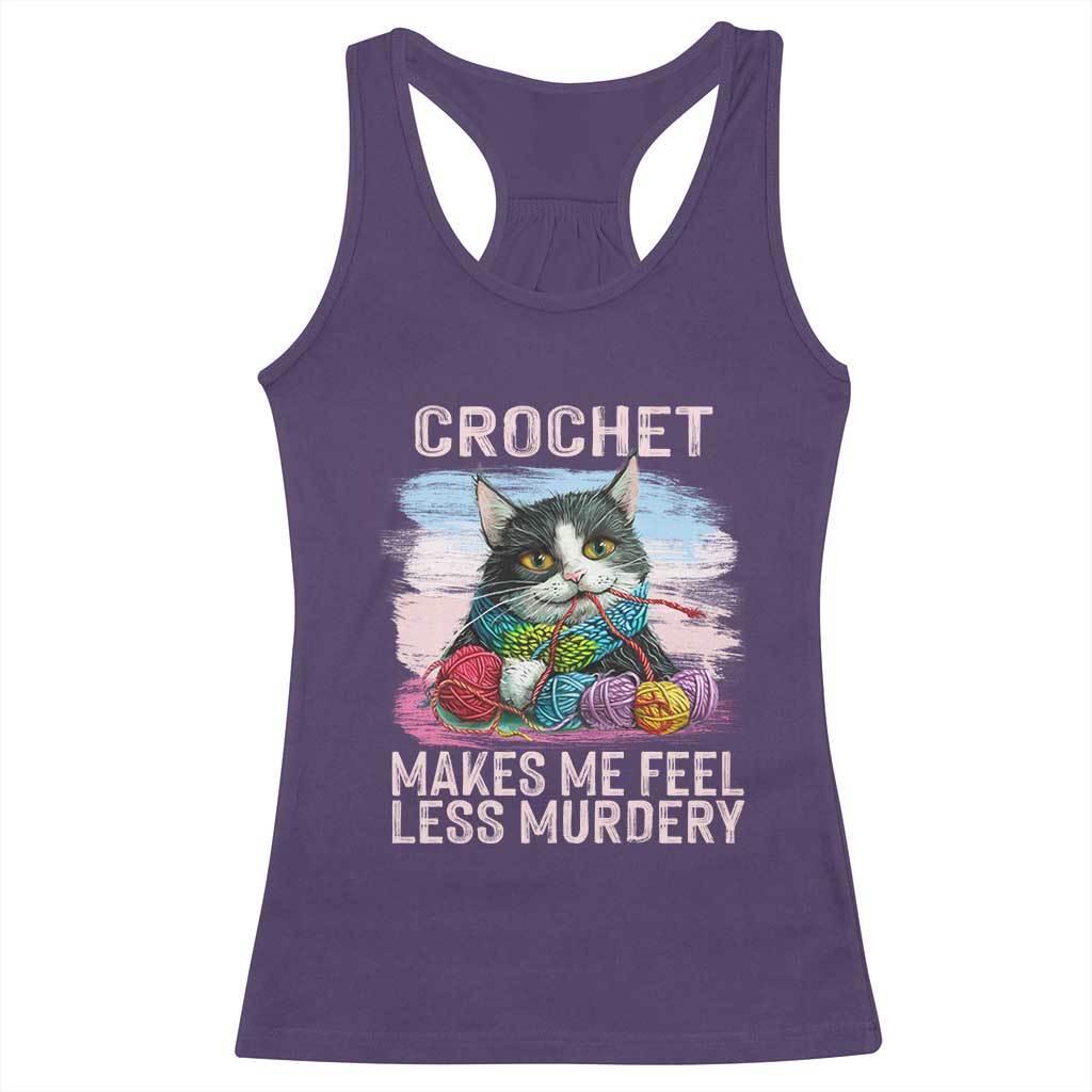 Funny Crochet Cat Racerback Tank Top Crochet Makes Me Feel Less Murdery TS09 Purple Print Your Wear