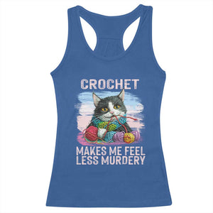 Funny Crochet Cat Racerback Tank Top Crochet Makes Me Feel Less Murdery TS09 Royal Blue Print Your Wear