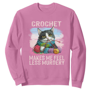 Funny Crochet Cat Sweatshirt Crochet Makes Me Feel Less Murdery TS09 Azalea Print Your Wear