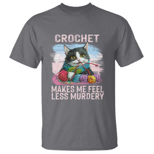 Funny Crochet Cat T Shirt Crochet Makes Me Feel Less Murdery TS09 Charcoal Print Your Wear