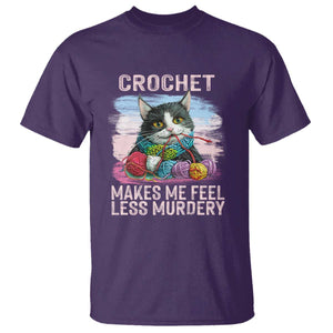 Funny Crochet Cat T Shirt Crochet Makes Me Feel Less Murdery TS09 Purple Print Your Wear