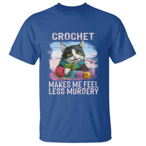 Funny Crochet Cat T Shirt Crochet Makes Me Feel Less Murdery TS09 Royal Blue Print Your Wear