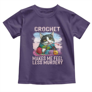Funny Crochet Cat Toddler T Shirt Crochet Makes Me Feel Less Murdery TS09 Purple Print Your Wear