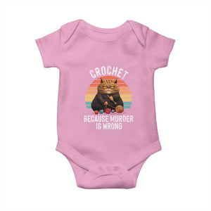 Funny Crochet Cat Baby Onesie Because Murder Is Wrong TS09 Light Pink Print Your Wear