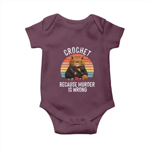 Funny Crochet Cat Baby Onesie Because Murder Is Wrong TS09 Maroon Print Your Wear