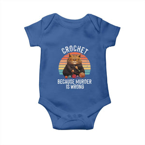 Funny Crochet Cat Baby Onesie Because Murder Is Wrong TS09 Royal Blue Print Your Wear