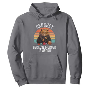 Funny Crochet Cat Hoodie Because Murder Is Wrong TS09 Charcoal Print Your Wear
