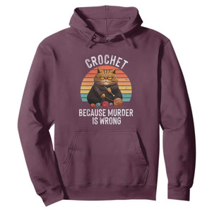 Funny Crochet Cat Hoodie Because Murder Is Wrong TS09 Maroon Print Your Wear