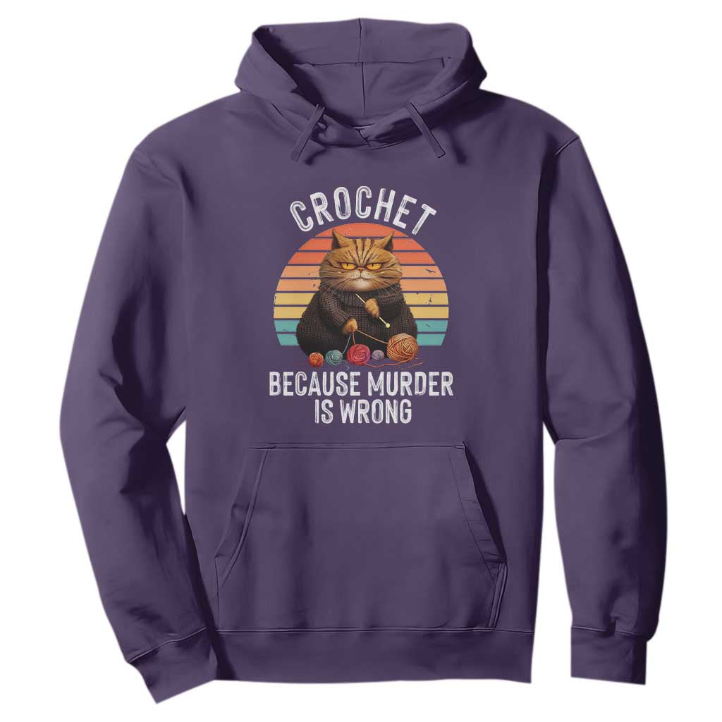 Funny Crochet Cat Hoodie Because Murder Is Wrong TS09 Purple Print Your Wear
