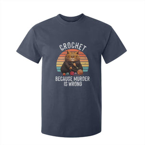 Funny Crochet Cat T Shirt For Kid Because Murder Is Wrong TS09 Navy Print Your Wear
