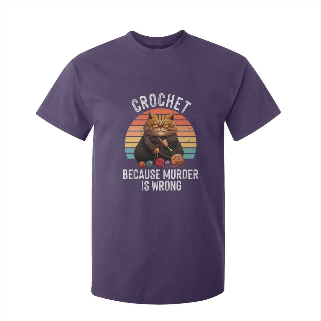Funny Crochet Cat T Shirt For Kid Because Murder Is Wrong TS09 Purple Print Your Wear