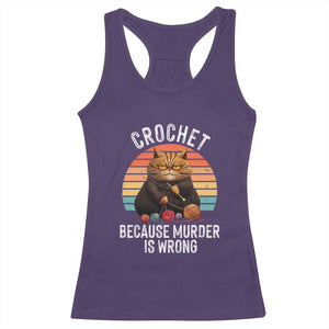 Funny Crochet Cat Racerback Tank Top Because Murder Is Wrong TS09 Purple Print Your Wear