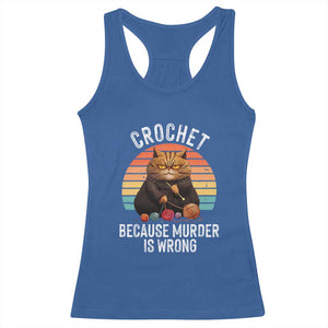 Funny Crochet Cat Racerback Tank Top Because Murder Is Wrong TS09 Royal Blue Print Your Wear