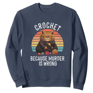 Funny Crochet Cat Sweatshirt Because Murder Is Wrong TS09 Navy Print Your Wear