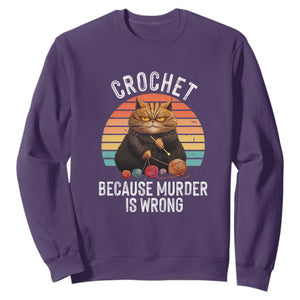 Funny Crochet Cat Sweatshirt Because Murder Is Wrong TS09 Purple Print Your Wear