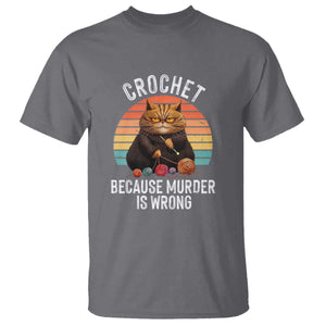 Funny Crochet Cat T Shirt Because Murder Is Wrong TS09 Charcoal Print Your Wear