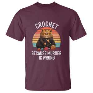 Funny Crochet Cat T Shirt Because Murder Is Wrong TS09 Maroon Print Your Wear