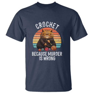 Funny Crochet Cat T Shirt Because Murder Is Wrong TS09 Navy Print Your Wear