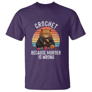 Funny Crochet Cat T Shirt Because Murder Is Wrong TS09 Purple Print Your Wear