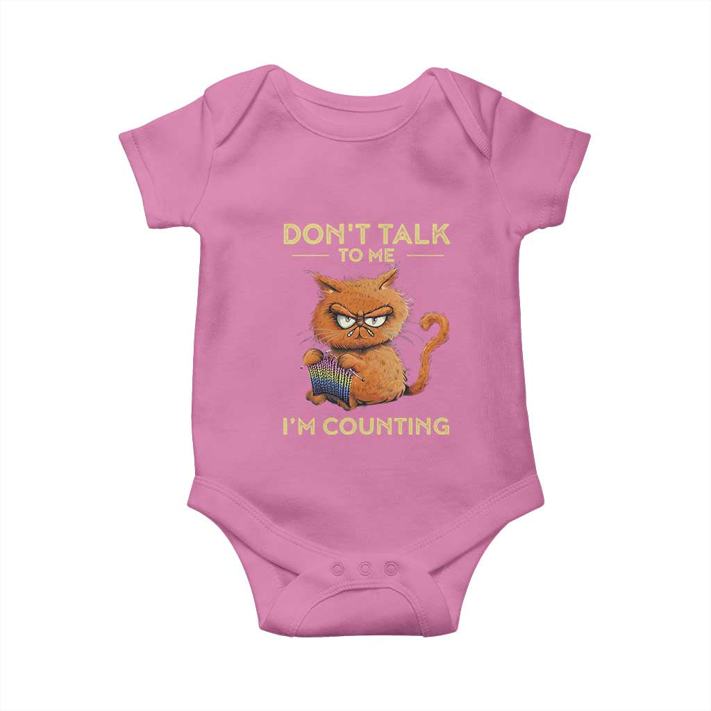 Funny Crochet Cat Baby Onesie Don't Talk To Me I'm Counting TS09 Azalea Print Your Wear