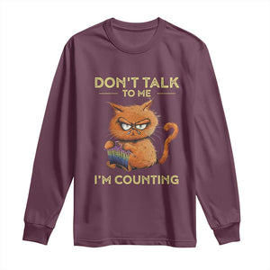 Funny Crochet Cat Long Sleeve Shirt Don't Talk To Me I'm Counting TS09 Maroon Print Your Wear