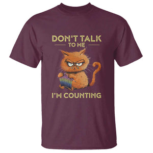 Funny Crochet Cat T Shirt Don't Talk To Me I'm Counting TS09 Maroon Print Your Wear