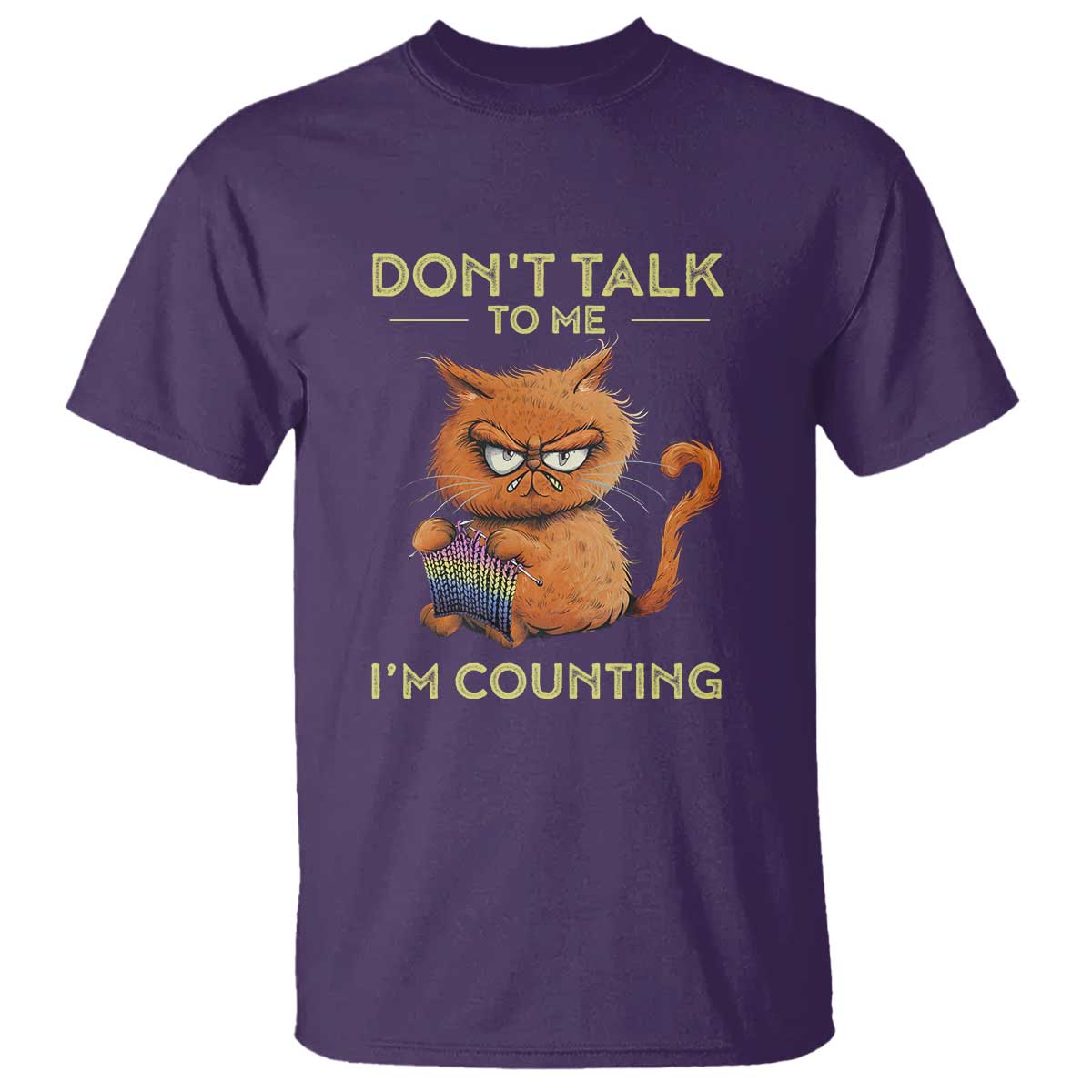 Funny Crochet Cat T Shirt Don't Talk To Me I'm Counting TS09 Purple Print Your Wear