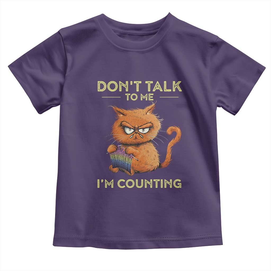 Funny Crochet Cat Toddler T Shirt Don't Talk To Me I'm Counting TS09 Purple Print Your Wear