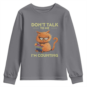 Funny Crochet Cat Youth Sweatshirt Don't Talk To Me I'm Counting TS09 Charcoal Print Your Wear