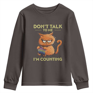 Funny Crochet Cat Youth Sweatshirt Don't Talk To Me I'm Counting TS09 Dark Chocolate Print Your Wear