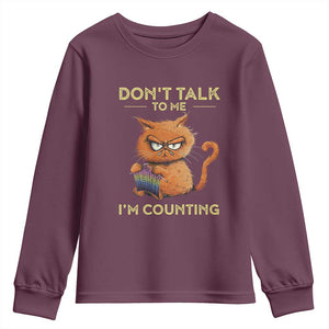 Funny Crochet Cat Youth Sweatshirt Don't Talk To Me I'm Counting TS09 Maroon Print Your Wear