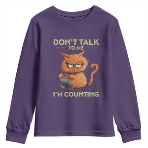 Funny Crochet Cat Youth Sweatshirt Don't Talk To Me I'm Counting TS09 Purple Print Your Wear