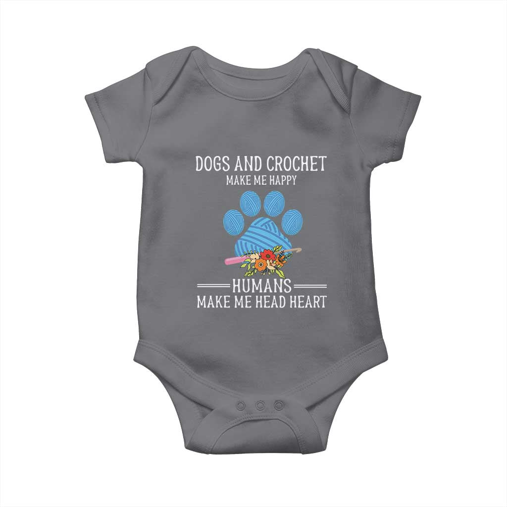 Funny Dogs And Crochet Baby Onesie Make Me Happy TS09 Charcoal Print Your Wear