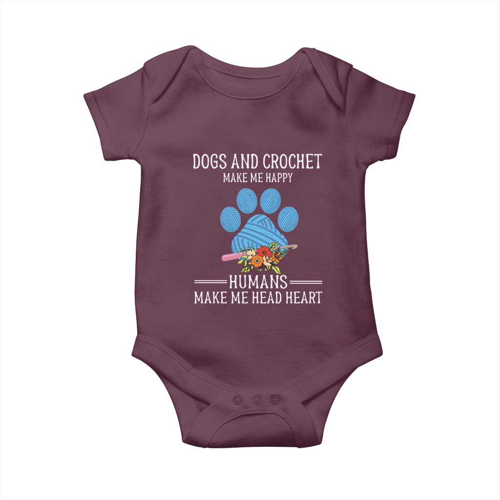 Funny Dogs And Crochet Baby Onesie Make Me Happy TS09 Maroon Print Your Wear
