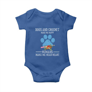 Funny Dogs And Crochet Baby Onesie Make Me Happy TS09 Royal Blue Print Your Wear